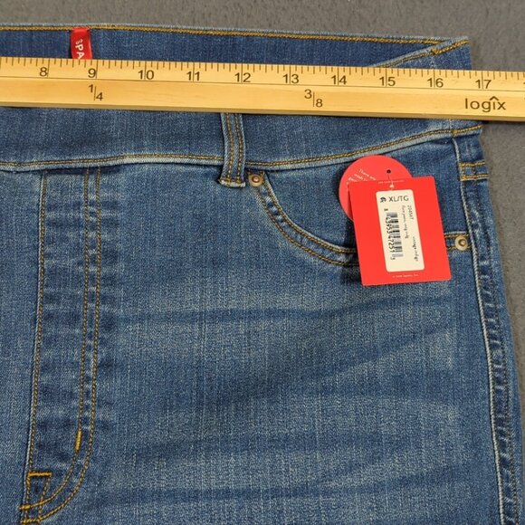 Spanx Jeans Women's XL Tall Blue EveryWear Flare Pull On Denim Wide Leg NWT - Picture 7 of 14